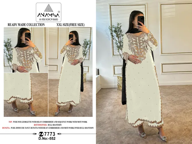 Anamsa 552 Embroidery Faux Georgette Pakistani Suit Wholesalers In Delhi